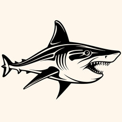 Shark vector for logo or icon, drawing Elegant minimalist style,abstract style Illustration	