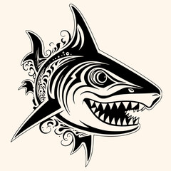 Shark vector for logo or icon, drawing Elegant minimalist style,abstract style Illustration	