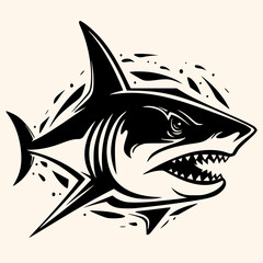 Shark vector for logo or icon, drawing Elegant minimalist style,abstract style Illustration	