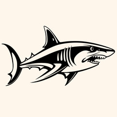Shark vector for logo or icon, drawing Elegant minimalist style,abstract style Illustration	