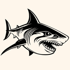 Shark vector for logo or icon, drawing Elegant minimalist style,abstract style Illustration	