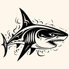 Shark vector for logo or icon, drawing Elegant minimalist style,abstract style Illustration	