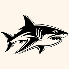 Shark vector for logo or icon, drawing Elegant minimalist style,abstract style Illustration	