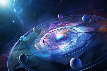 Transcendental chakras space meditation futuristic colorful background. Generative AI