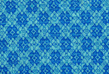Illustration of a fragment of the texture of a blue and white tablecloth made in the 1960s in Ukraine. Traditional national ornament.
