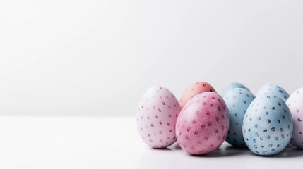 easter eggs on a white table, generative ai