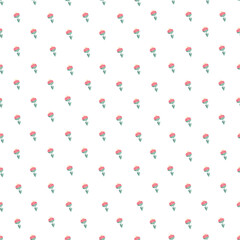 Seamless pattern with cute hand drawn floral ornament. Simple Scandi theme illustration. Tulip flowers background for packaging, wrapping paper, print, card, gift, fabric, textile, wallpaper, apparel.