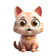 Fototapeta na wymiar 3d icon cute happy funny cat Illustration of character Cartoon minimal style on Isolated Transparent png background. Generative ai