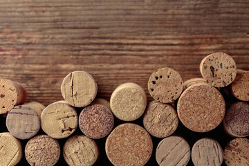 Closeup of used wine corks.
