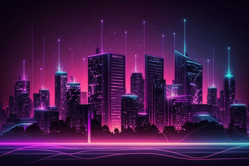 Abstract futuristic smart city a hub of technology and progress. Metaverse cyber concept idea. Innovation and advancement. Ai generated