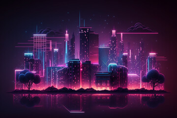 Abstract futuristic smart city a hub of technology and progress. Metaverse cyber concept idea. Innovation and advancement. Ai generated