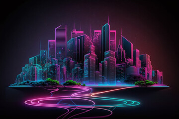 Abstract futuristic smart city a hub of technology and progress. Metaverse cyber concept idea. Innovation and advancement. Ai generated