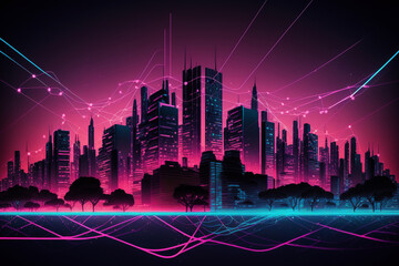 Abstract futuristic smart city a hub of technology and progress. Metaverse cyber concept idea. Innovation and advancement. Ai generated