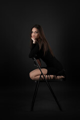 Beauty Portrait Of Sexy Brunette Lady.