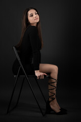 Beauty Portrait Of Sexy Brunette Lady.