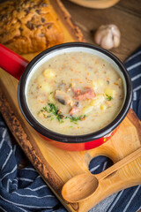 The sour soup made of rye flour.