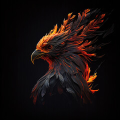 Obraz premium Phoenix bird illustration on black background
