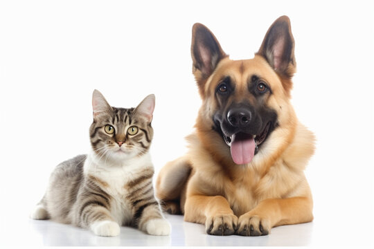 Cat and dog photo. Generative AI.