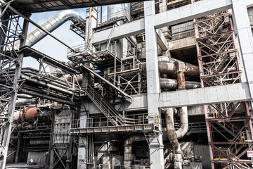 Industrial equipment, constructions, power machines in oil refinery plant