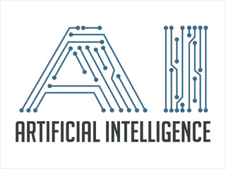 artificial intelligence - concept logo - AI letters as a computer integrated circuit