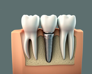 Teeth, dentures, prosthetics, dental implant. Generative AI.
