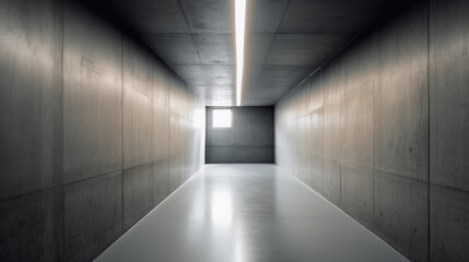 Abstract Empty Modern Concrete Walls Hallway Room Generative AI	