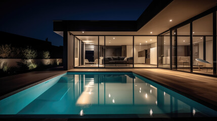 Luxury Modern House Outdoor Pool Area Interior Design Generative AI