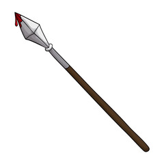 Antique Longinus' lance with some of blood in cartoon style, Vector illustration