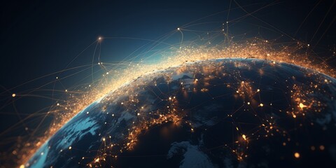 Obraz na płótnie Canvas globe with communications satellite connections, generative ai