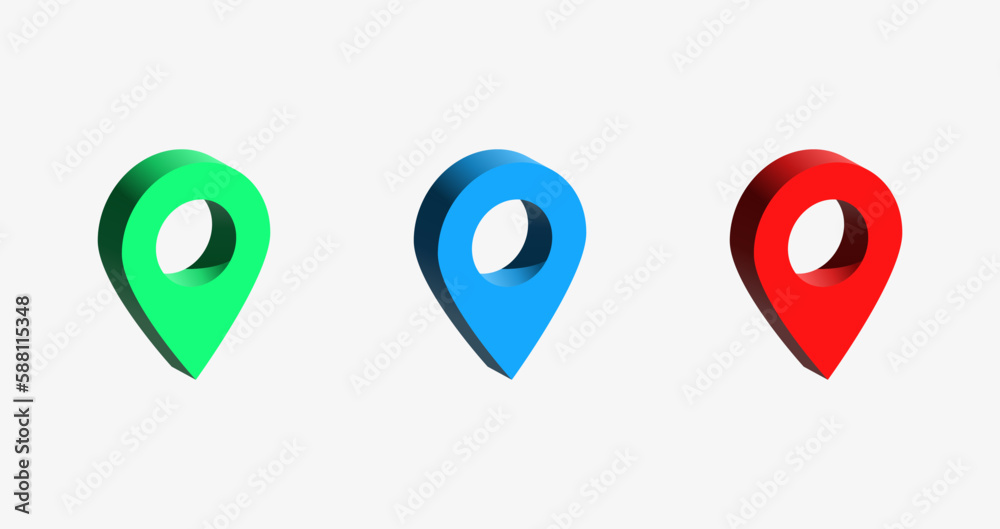 Aufkleber 3d location icon. map pin place marker icon , gps map pointer sign, address location icon - navigation and destination symbols. flat icons. vector illustration