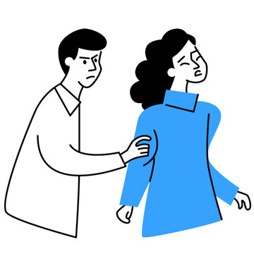 Domestic abuse concept, man grabbing woman by arm flat vector illustration