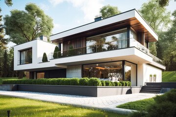 Fototapeta na wymiar Ultra modern luxury house. Generative AI.