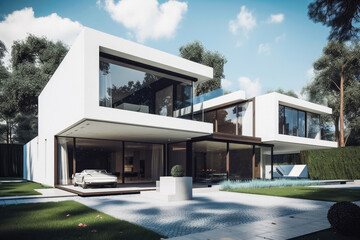 Ultra modern luxury house. Generative AI.