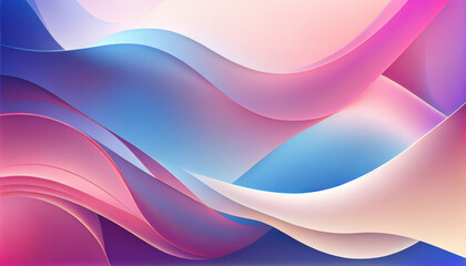 Fototapeta premium Abstract Shiny neon glass translucent wavy composition with gradient transition, elegant clean background - generative AI.