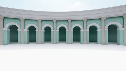 Obraz premium Classic semicircular building with columns 3d render