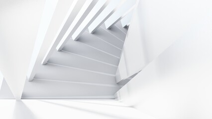 Fototapeta premium Architecture background white geometric wall in interior 3d render