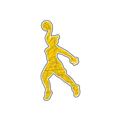  colorful silhouette illustration of doodle female basketball player