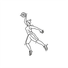 line art illustration of a female basketball player