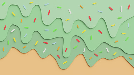 3D food background design, with matcha flavour design and color