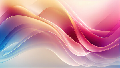 Obraz premium Abstract Shiny neon glass translucent wavy composition with gradient transition, elegant clean background - generative AI.