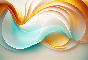 Abstract Shiny neon glass translucent wavy composition with gradient transition, elegant clean background - generative AI.