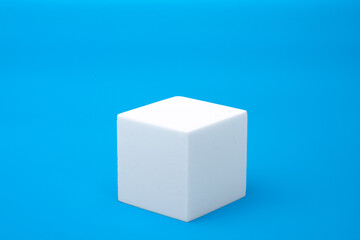 Blue product background. Empty podium