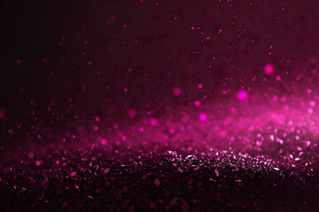 fuchsia and pink colored glowing glow bokeh out of focus blurred particles and lights and waves.  Abstract glamour high tech technology background. Generative AI - obrazy, fototapety, plakaty