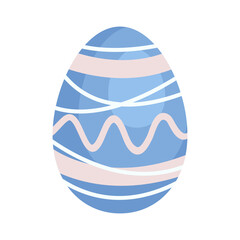 Blue Easter egg. One egg is drawn in a cute cartoon style and colored for the Easter holiday to be a gift. Hand drawn vector illustration for use in your design, icon, logo, sticker, social media, etc