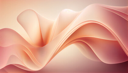 Abstract Shiny neon glass translucent wavy composition with gradient transition, elegant clean background - generative AI.