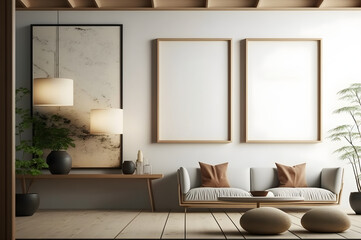 Frame Mockup for Poster and Pictures. Mockup poster frame. Generative AI, Modern, Scandinavian, Luxury,Dark Room, Dark Design