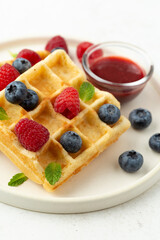 Close up shot of waffles