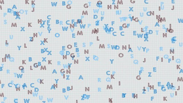 School background. Notebook sheet with letters written by hand.