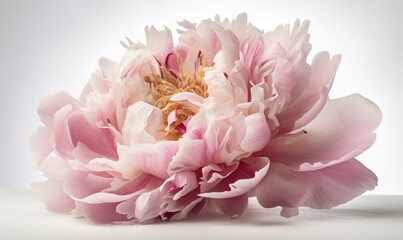  a large pink flower with a white background in the background.  generative ai