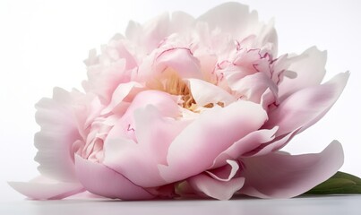  a large pink flower with white petals on a white background.  generative ai